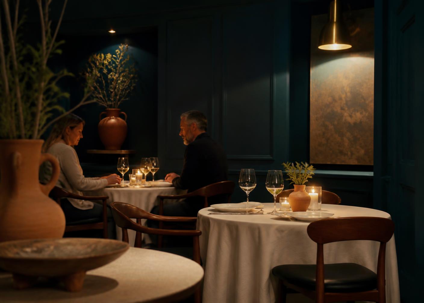 The dining room in the evening